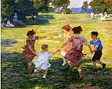 Edward Henry Potthast Canvas Paintings - Ring Around the Rosie
